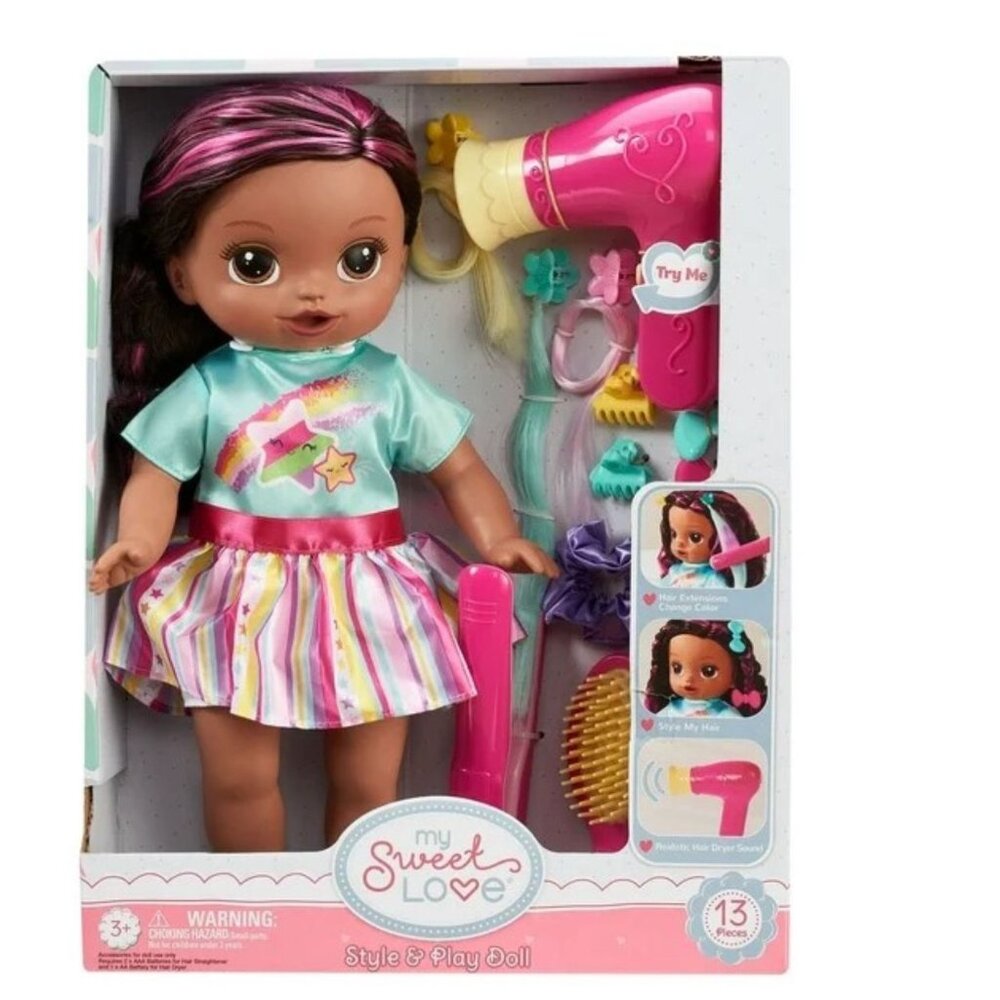 MY SWEET LOVE STYLE AND PLAY DOLL TOY SET 13 PIECES